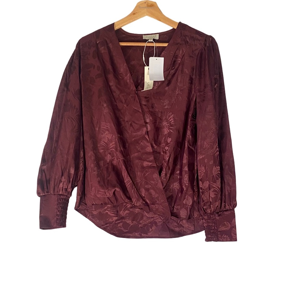 NWT Chenault Status Satin Crossover Blouse-Womens Medium